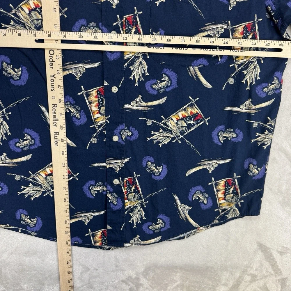 Vintage Natural‎ Issue Button Down Large Men's Fishing Camping Hawaiian Shirt